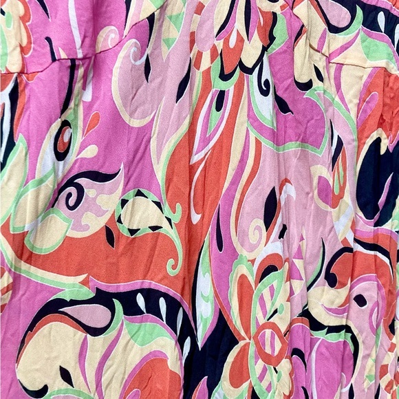 Y2K Rag Pink Psychedelic‎ Paisley Handkerchief Hem Midi Dress Sleeveless Size 5 - Picture 3 of 4